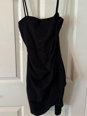 Windsor Black Mini Dress with Draped Side